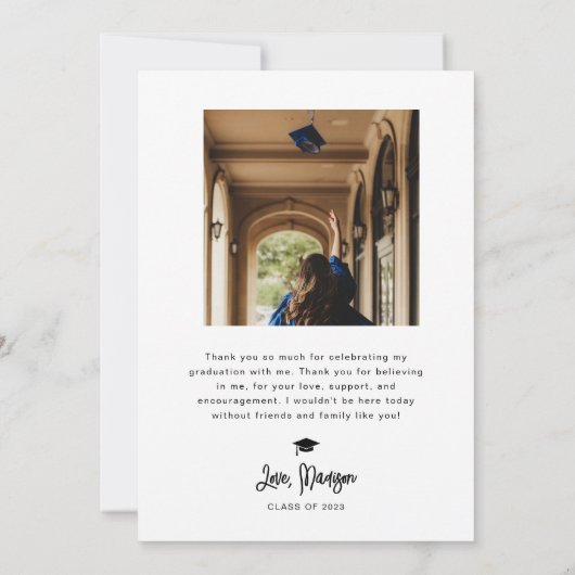 Bleu Retro Typographie Faire-part de graduation (Dos)