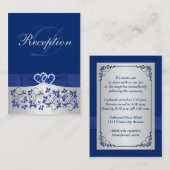 Bleu RIBBON IMPRIMÉ, Carte de boîtier floral argen (Devant / Derrière)