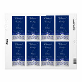 Bleu RIBBON IMPRIMÉ, Étiquette Mariage en argent (Feuille entière)