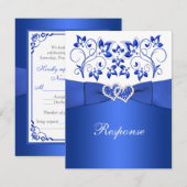 Bleu RIBBON IMPRIMÉ, Floral Blanc, Coeurs RSVP (Devant / Derrière)