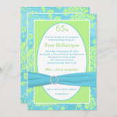 Bleu RIBON IMPRIMÉ, Invitation vert 65e anniversai (Devant / Derrière)