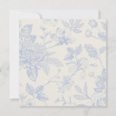 Bleu Riche Toile Florale Français Invitation Flora (Dos)