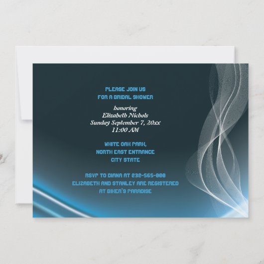 Bleu road biker mariage nuptiale invitation (Dos)