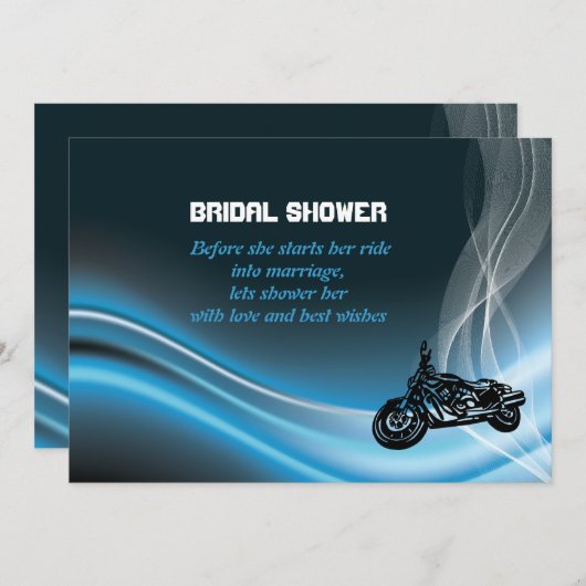 Bleu road biker mariage nuptiale invitation (Devant / Derrière)