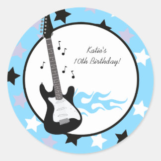 Bleu Rock Star Anniversaire Favoriser Stickers