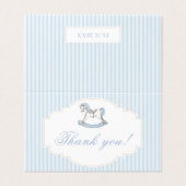 Bleu rocking cheval bébé garçon douche merci carte (Outside Unfolded)