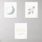 Bleu Rockship Lune Espace Extérieur Salle pour enf (Recto)