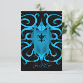 Bleu romantique cœur et volutes RSVP (Debout devant)