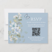 Bleu romantique Floral RSVP QR Code Mariage photo (Devant)