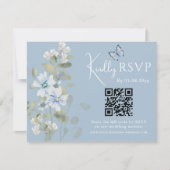 Bleu romantique Floral RSVP QR Code Mariage photo (Devant)