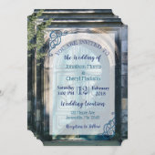Bleu Romantique Porte de mariage Invitations (Devant / Derrière)