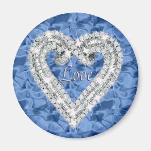 Bleu rond amour Diamond Coeur Magnet (Devant)