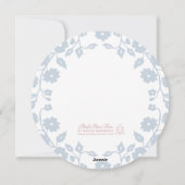 Bleu Rond Blanc Folk Floral Mariage Menu (Dos)