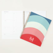 Bleu rose arc-en-ciel rayures de courbe Monogramme (Devant avec enveloppe)