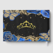 Bleu Rose Black Gold dentelle papillon Quinceañera (Verso)