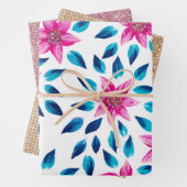 Bleu rose clair Fleurs Feuilles Peinture acrylique (En situation)