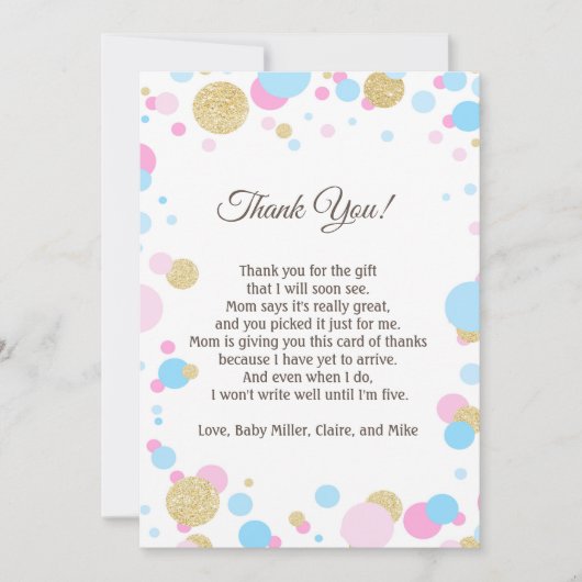 Bleu rose de note de carte de remerciements de (Devant)