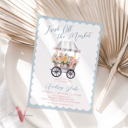 Bleu rose du marché Invitation à la douche nuptial