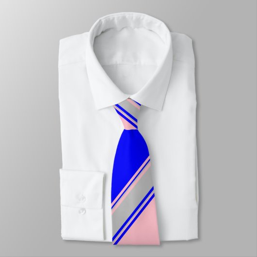 Bleu rose et argent Alternatif Cravate rayée (Attaché)