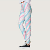 Bleu rose et bleu pâle, bonbons Leggings rayés (Gauche)