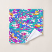 Bleu, rose et jaune (Gant de toilette)
