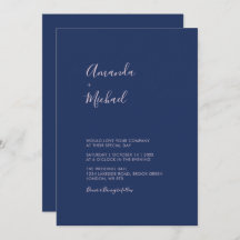 Bleu rose et marine Simple Faire-part de mariage m