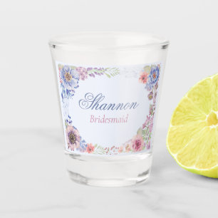 Bleu rose et mauve Floral Bridesmaid Verre