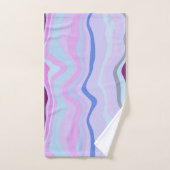 Bleu, rose et violet rayures ondulées (Serviette à main)