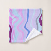 Bleu, rose et violet rayures ondulées (Gant de toilette)