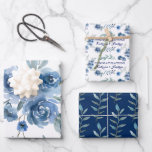 Bleu Rose Félicitations Envelopper les feuilles de<br><div class="desc">Célébrez un couple spécial avec ces belles feuilles de papier rose d'aquarelle bleue! Parfait pour les mariages,  les douches nuptiales et les anniversaires !</div>