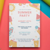 Bleu rose jaune Simple Summer Party Invitation