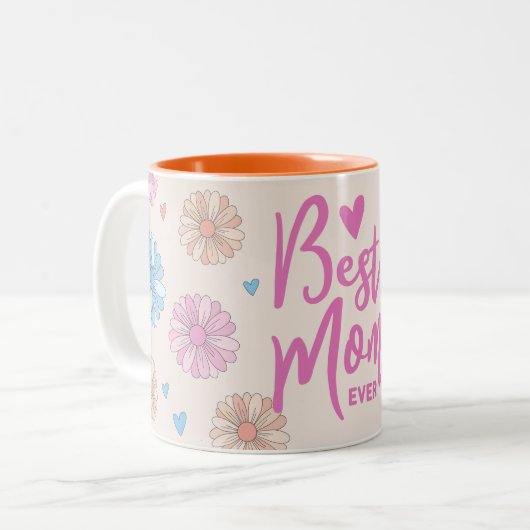 Bleu rose meilleure maman jamais Mère's Day Mug (Devant gauche)