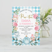 Bleu rose Partea Party Anniversaire Invitation (Debout devant)