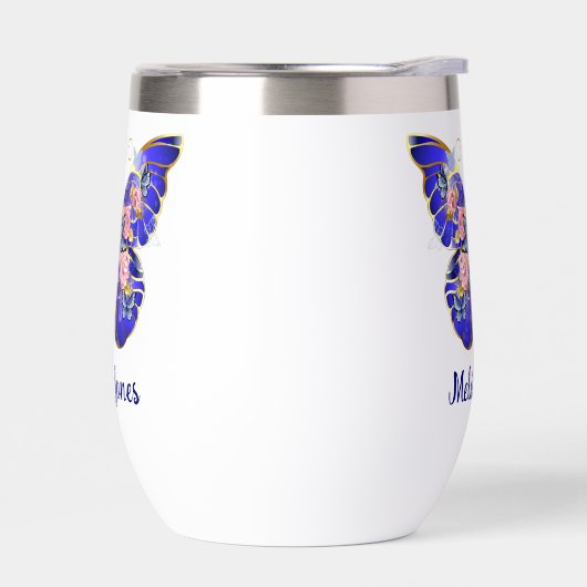 Bleu rose rose or papillon Nom floral (Gauche)