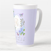 Bleu Rose Ruban Chic Monogramme Lat Violet Mug (Angle droit)