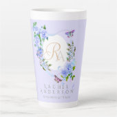 Bleu Rose Ruban Chic Monogramme Lat Violet Mug (Devant)