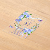 Bleu Rose Ruban Invitation d'anniversaire (Poser)