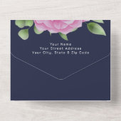 Bleu rose tout en un Faire-part de mariage (Verso)