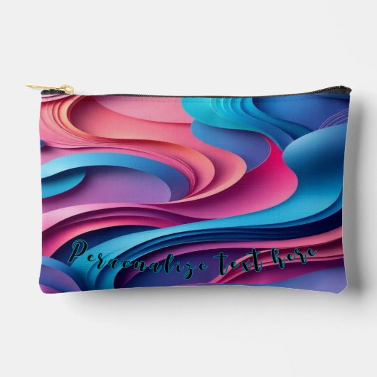 Bleu rose vague 3d thème pour sacs de toilettes (Recto)