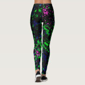 Bleu rose Vert Peinture sur Leggings noirs (Dos)