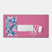 Bleu rose Vintage Beau Jardin Fleurs (Clavier et souris)