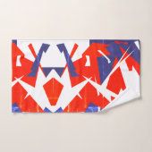 Bleu Rouge Blanc Art Abstrait Serviettes de bain (Serviette à main)