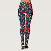Bleu Rouge Blanc Joyeux Leggings de Noël (Dos)