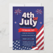 Bleu Rouge Blanc Moderne 4 juillet Invitation (Devant)