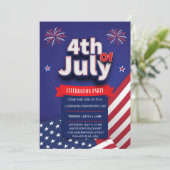 Bleu Rouge Blanc Moderne 4 juillet Invitation (Debout devant)