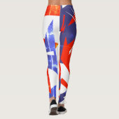 Bleu rouge ciblé Leggings d'art Abstrait (Dos)