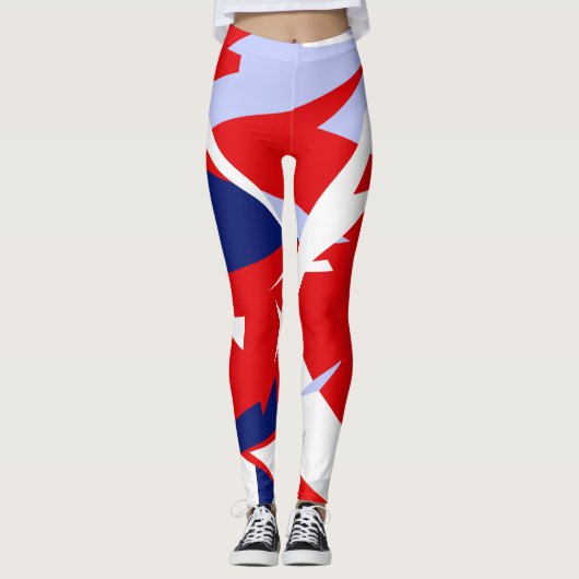 Bleu rouge ciblé Leggings d'art Abstrait (Devant)