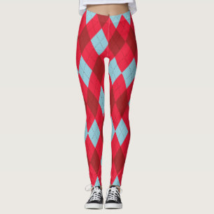 Bleu rouge et Crimson Jacquard de Noël Leggings