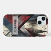 Bleu, rouge et gris Graffiti Art Phone Case (Verso Horizontal)