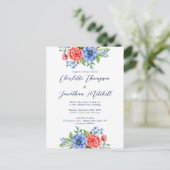 Bleu Rouge Floral Mariage patriotique Invitation (Debout devant)